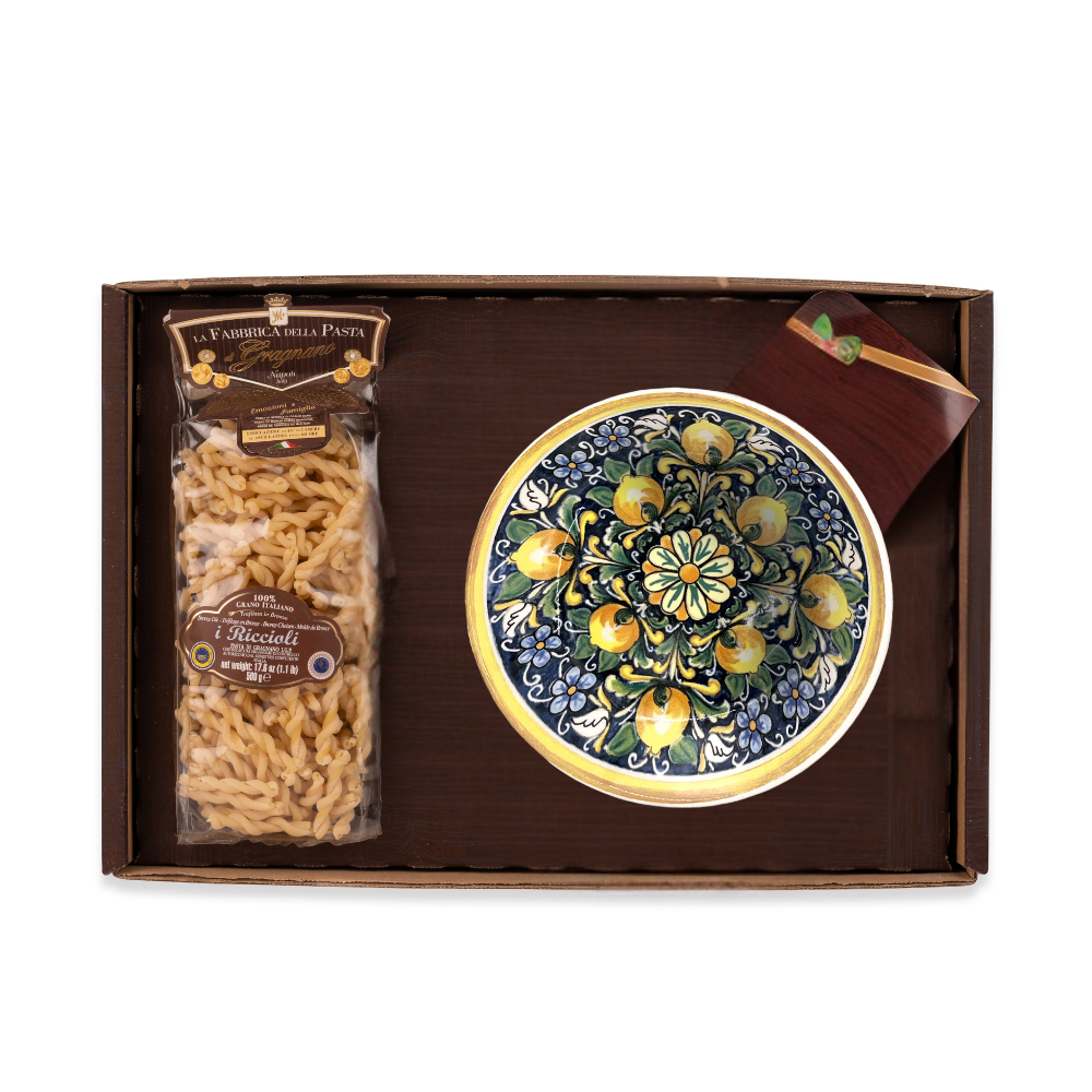 Vassoio Monopacchetto con ceramica italiana - Piatto Fondo Amalfi